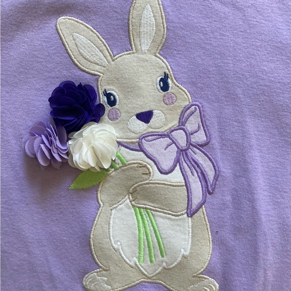 Gymboree Girls Embroidered Bunny with Flowers Shirt - Lovely Lavender size 12 - Picture 3 of 5